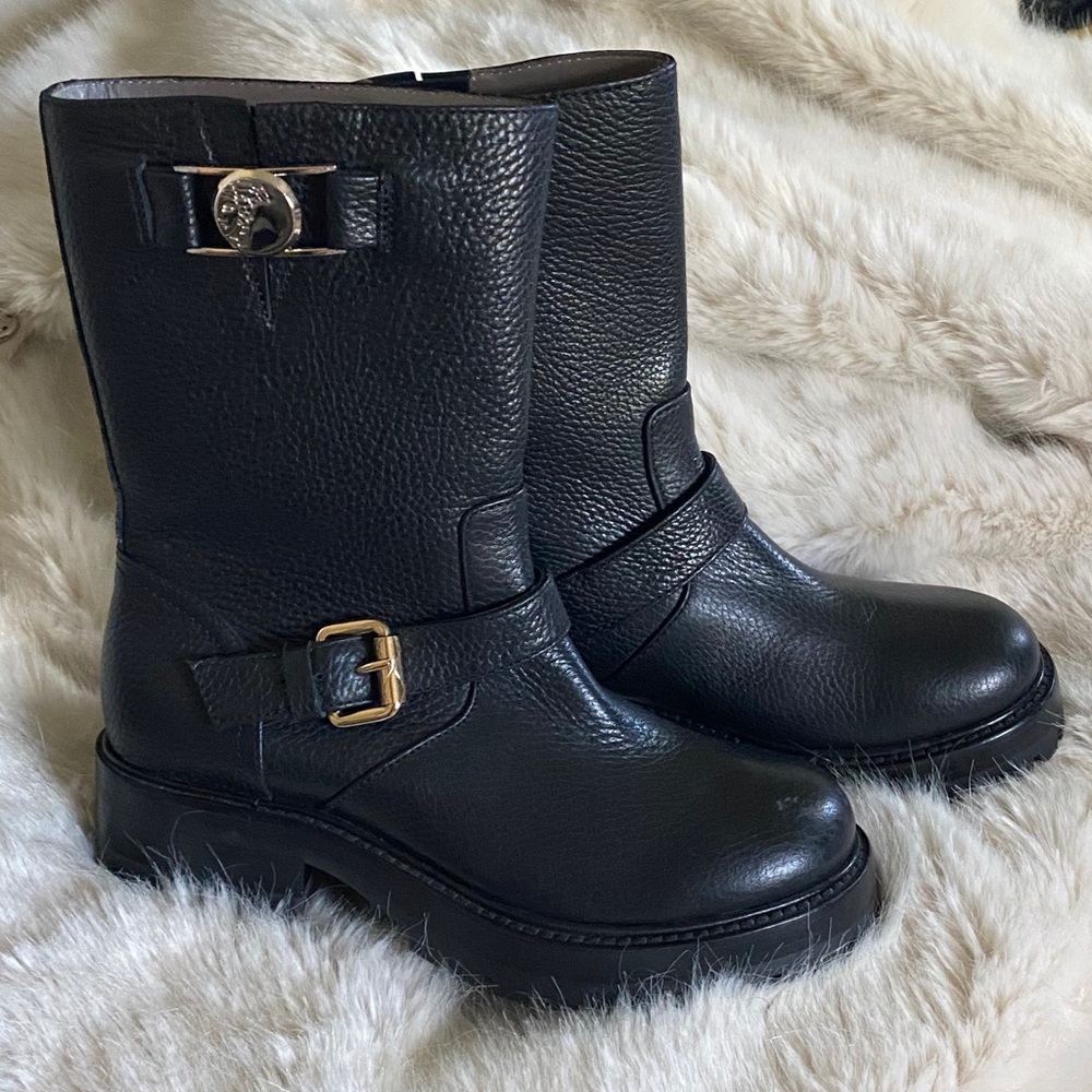 Versace Collection New Black Leather Moto Boots